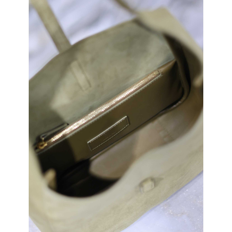 saint laurent le 5 À 7 S*pple small in suede khaki green