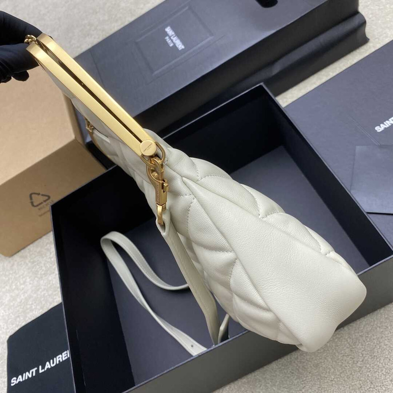 Saint Laurent 87 In Quilted Lambskin White