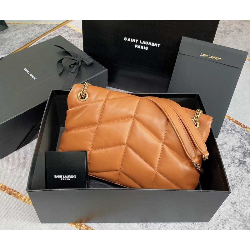 Saint Laurent Toy Puffer In Lambskin Orange