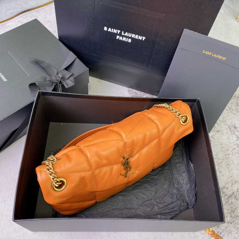 Saint Laurent Toy Puffer In Lambskin Orange