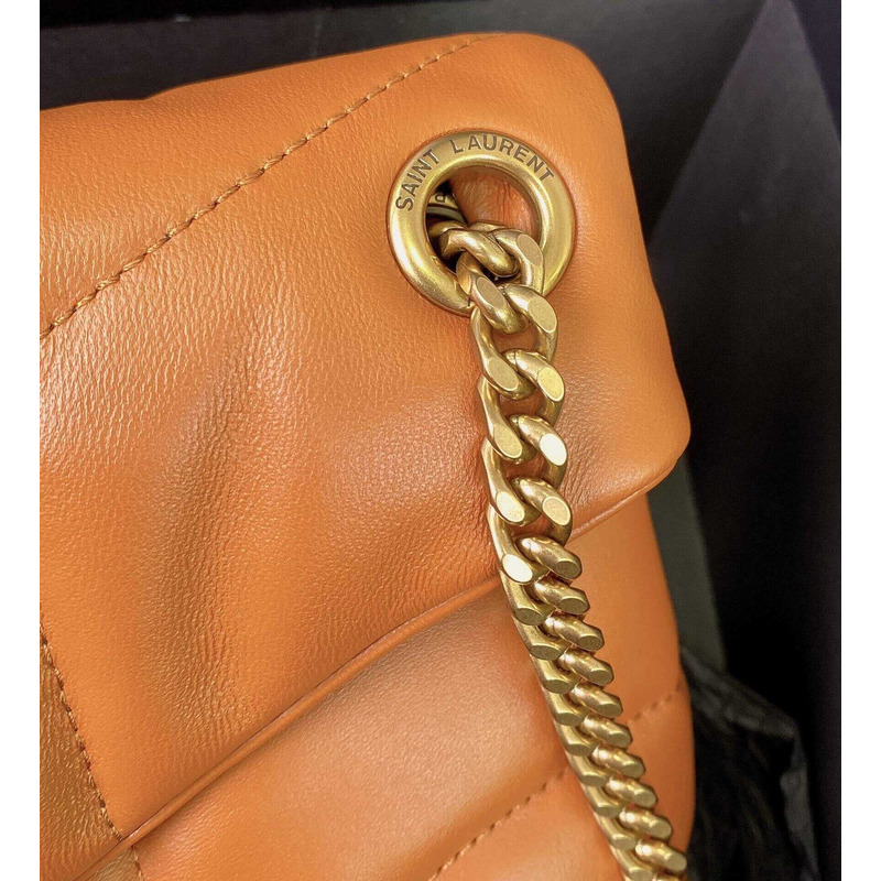 Saint Laurent Toy Puffer In Lambskin Orange