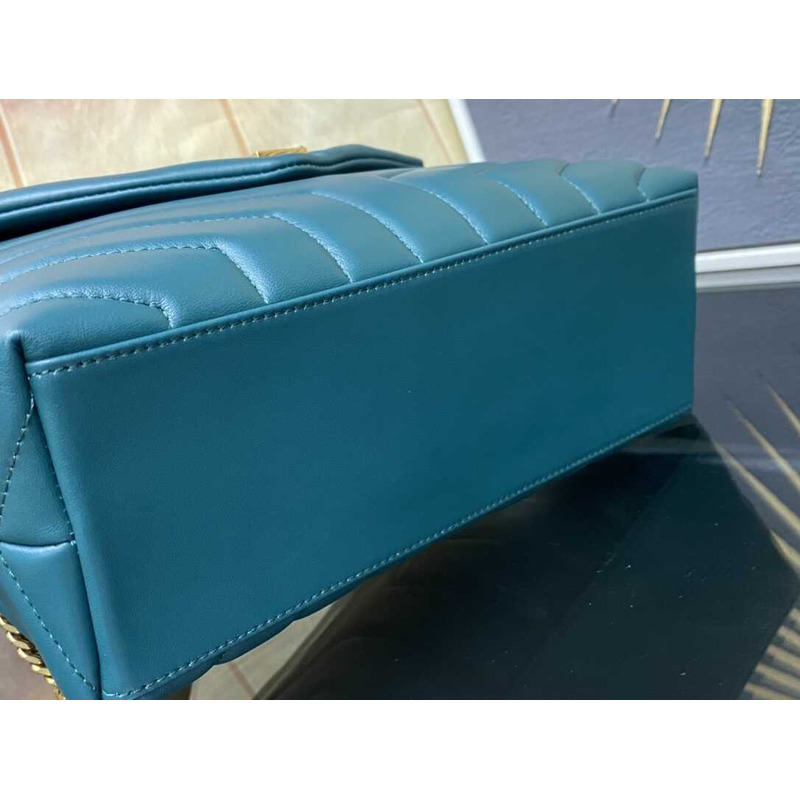 Saint Laurent Loulou Small In Quilted Leather Envelope Peacock Blue