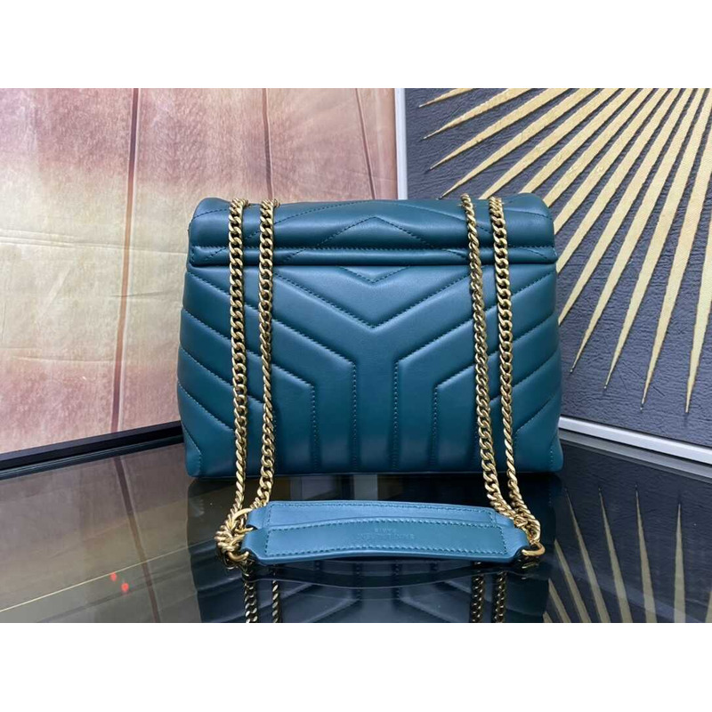 Saint Laurent Loulou Small In Quilted Leather Envelope Peacock Blue