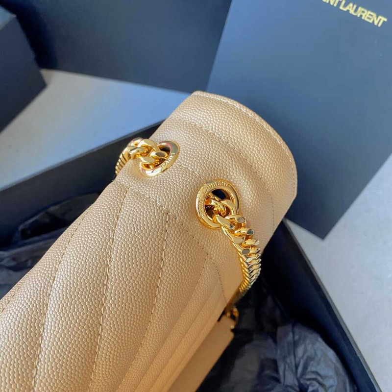 Saint Laurent Envelope Large Bag IN Grained Quiled Leather Beige