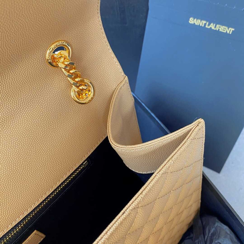 Saint Laurent Envelope Large Bag IN Grained Quiled Leather Beige