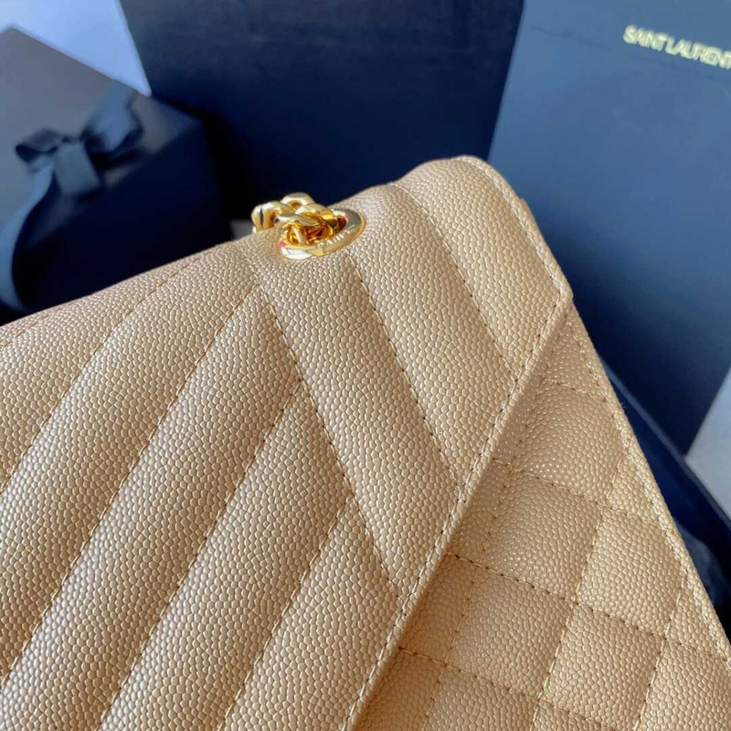 Saint Laurent Envelope Large Bag IN Grained Quiled Leather Beige