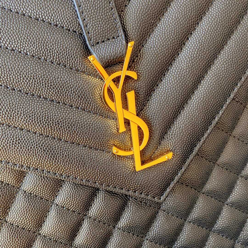 Saint Laurent Envelope Large Bag IN Grained Quiled Leather Black