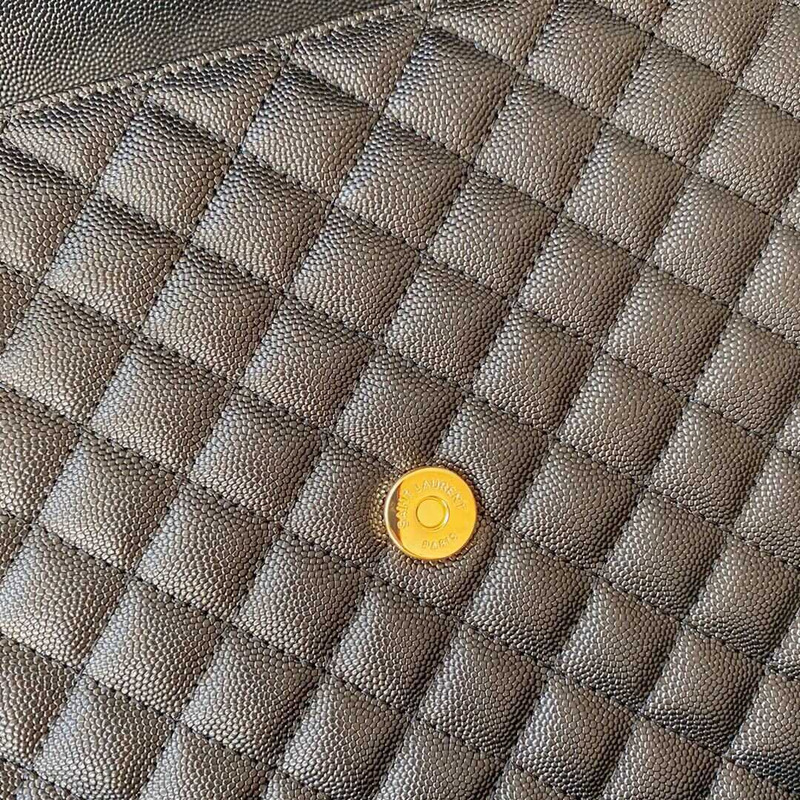 Saint Laurent Envelope Large Bag IN Grained Quiled Leather Black