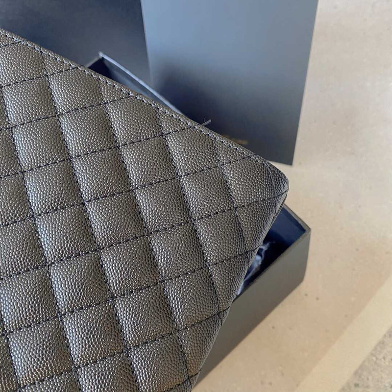 Saint Laurent Envelope Large Bag IN Grained Quiled Leather Black