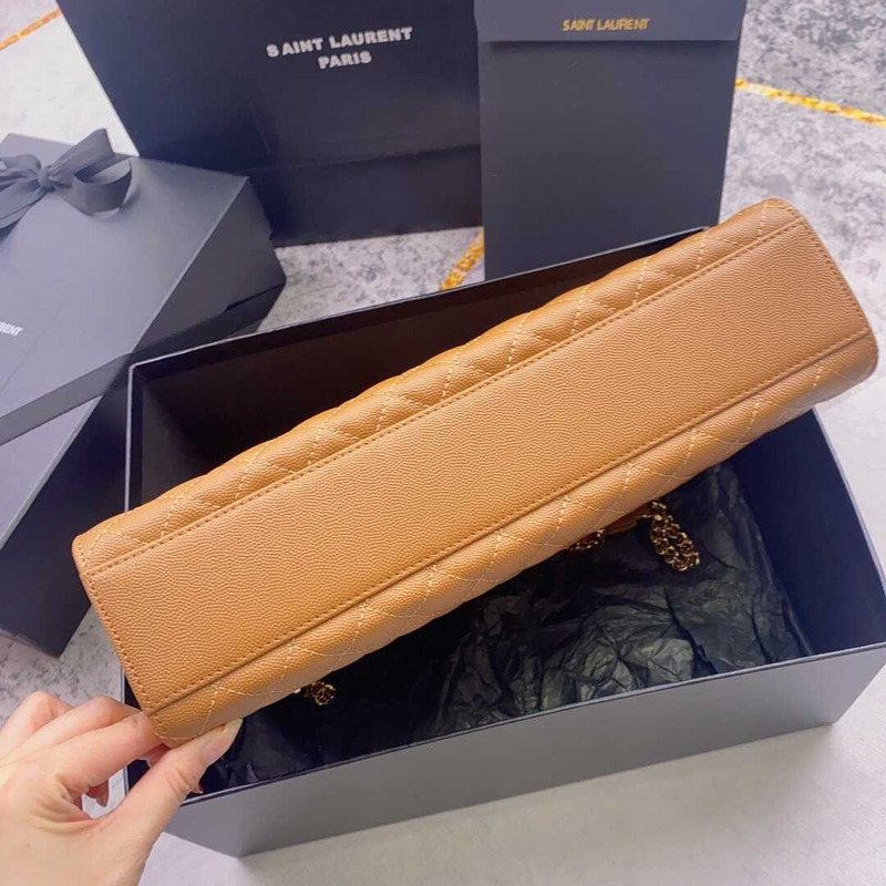 Saint Laurent Envelope Large Bag IN Grained Quiled Leather Brown