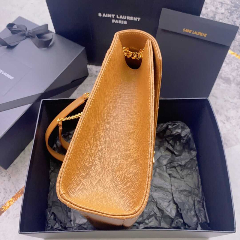 Saint Laurent Envelope Large Bag IN Grained Quiled Leather Brown