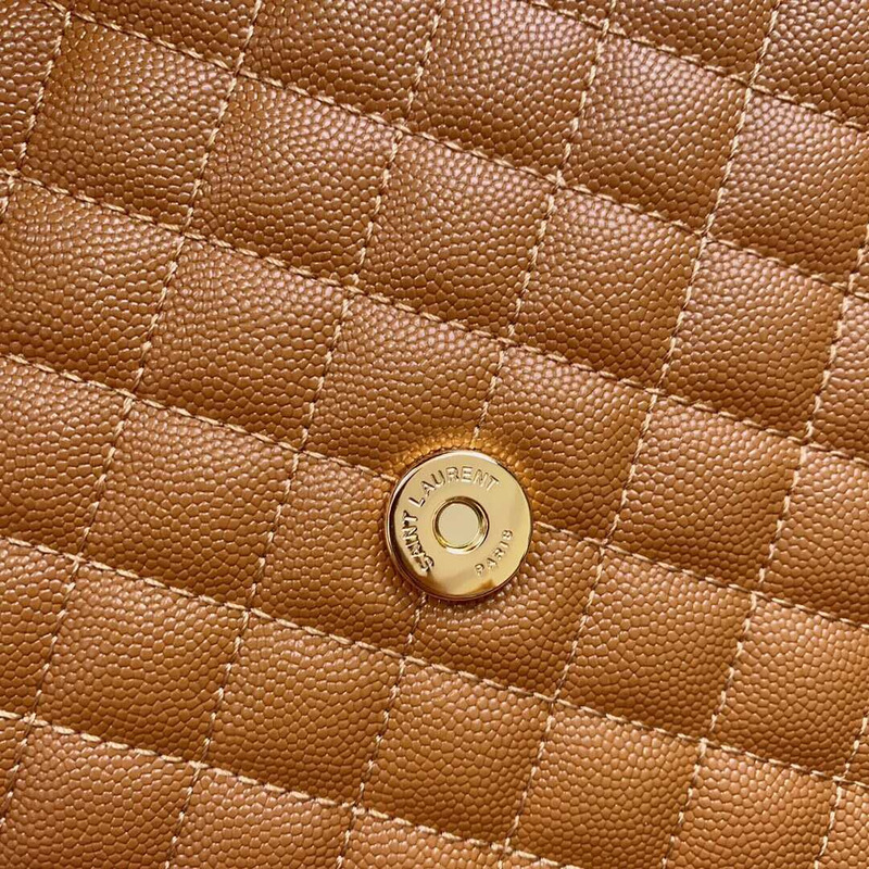 Saint Laurent Envelope Large Bag IN Grained Quiled Leather Brown