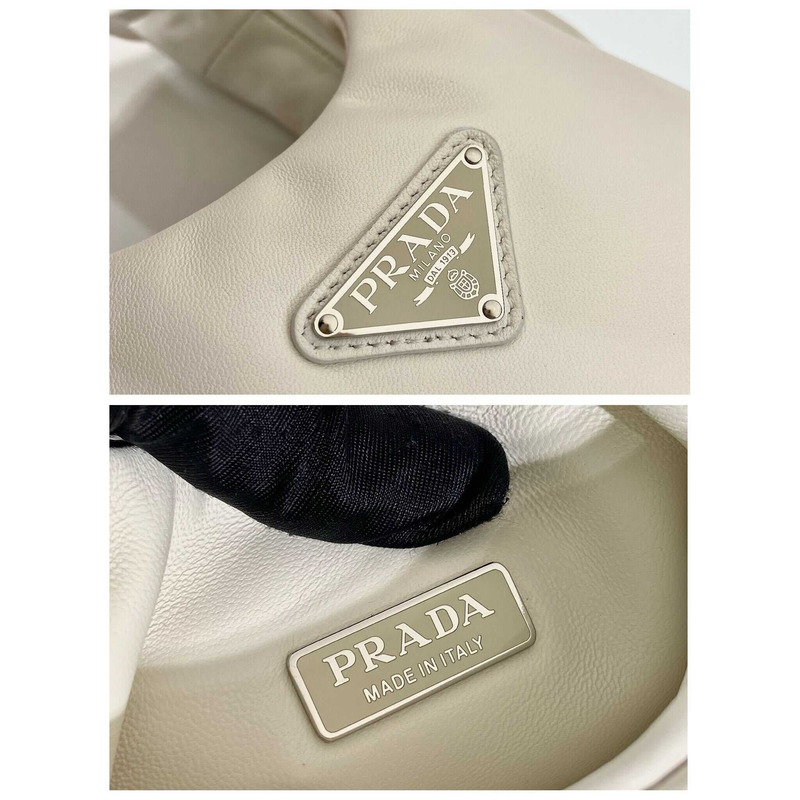 Pra*a soft small padded nappa leather bag white