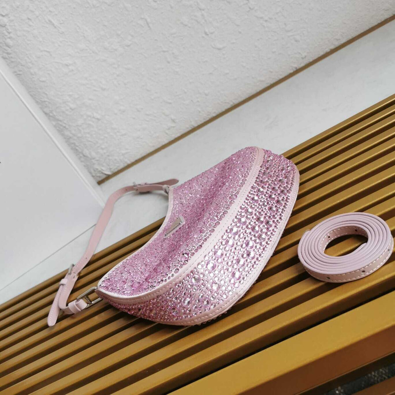 Pra*a cleo satin bag with crystals pink