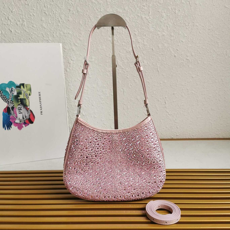 Pra*a cleo satin bag with crystals pink