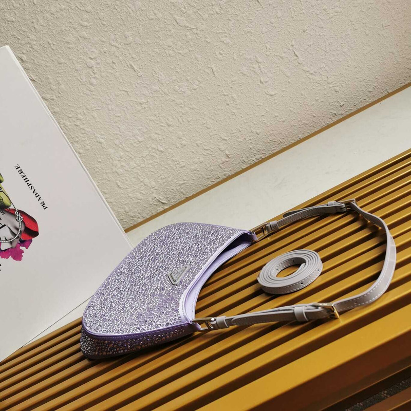 Pra*a cleo satin bag with crystals purple