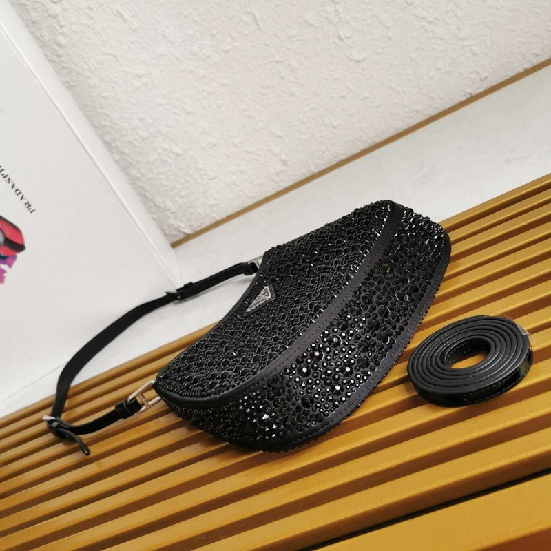 Pra*a cleo satin bag with crystals black