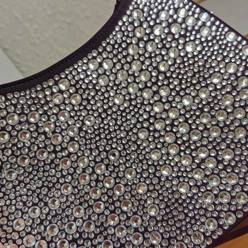 Pra*a cleo satin bag with crystals grey