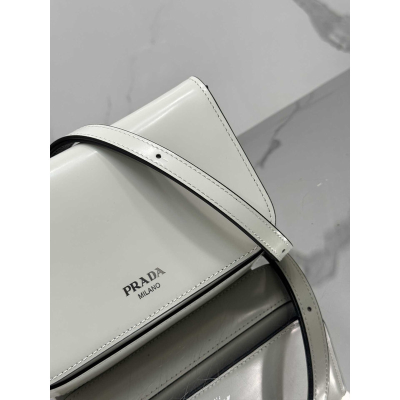 Pra*a brushed leather mini-bag with shoulder strap white