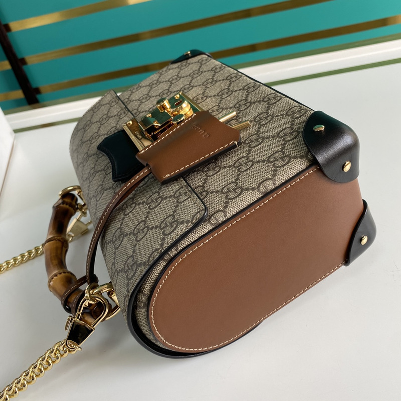 G*u*i padlock gg small bamboo shoulder bag brown