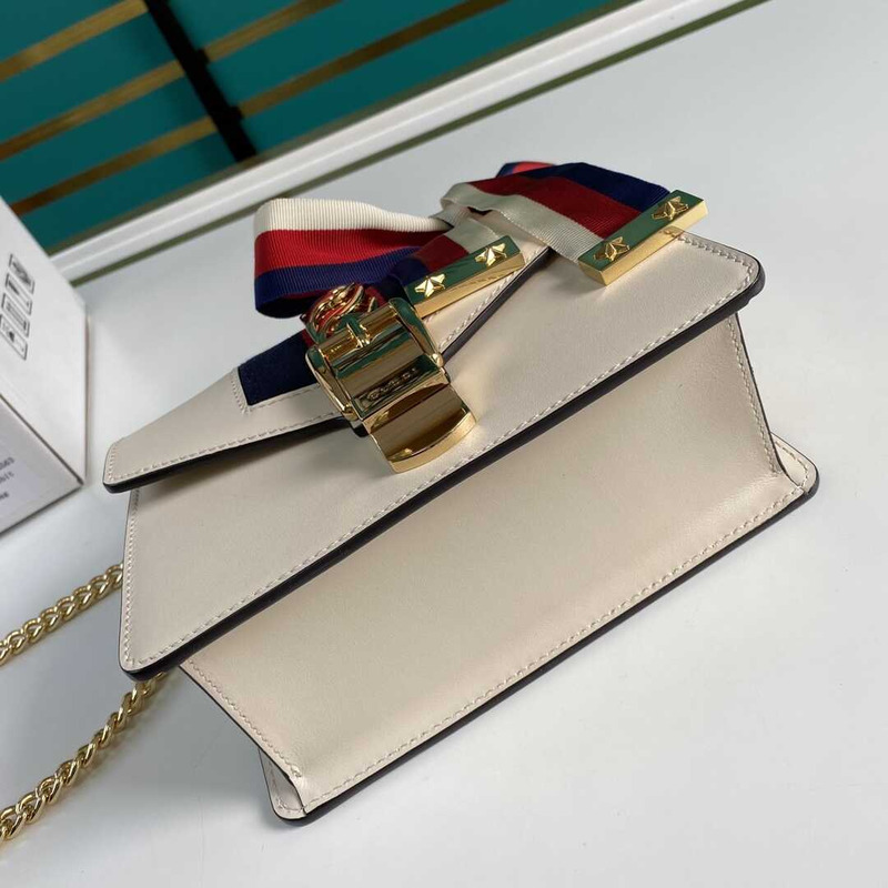 G*u*i sylvie shoulder gg web stripe mini bag beige