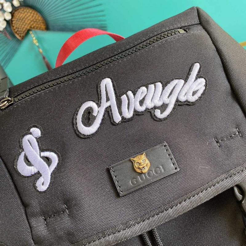 G*u*i techno canvas embroidered tiger backpack black