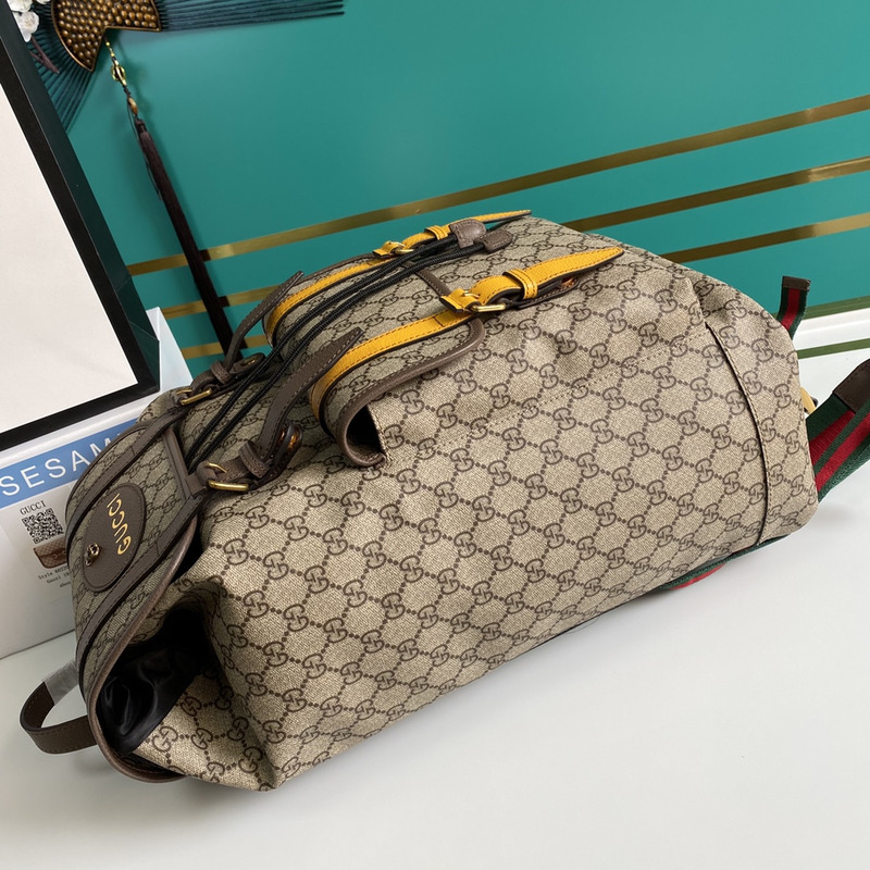 g*u*i monogram gg S*p*e backpack with web strap dark brown