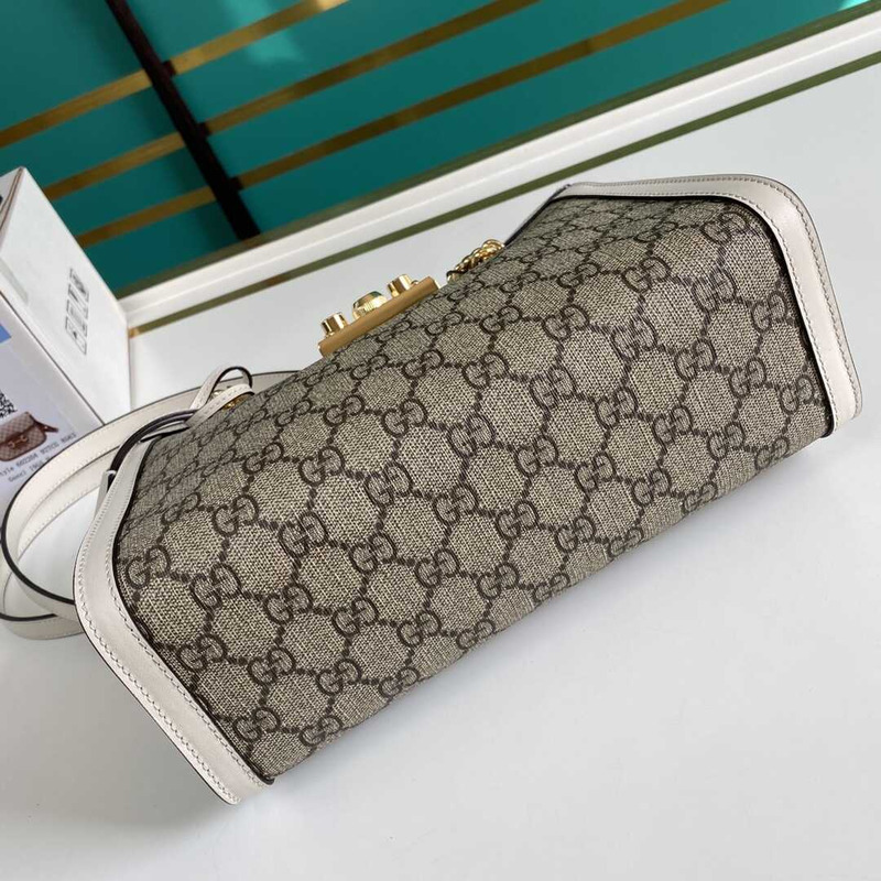 G*u*i padlock gg small shoulder bag beige/white