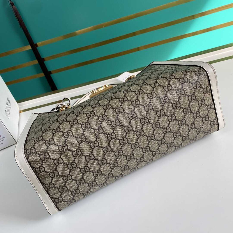 G*u*i padlock medium gg shoulder bag beige/white