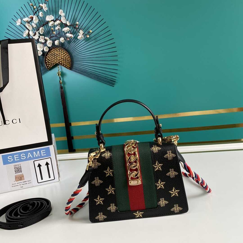 G*u*i sylvie bee star small shoulder bag black