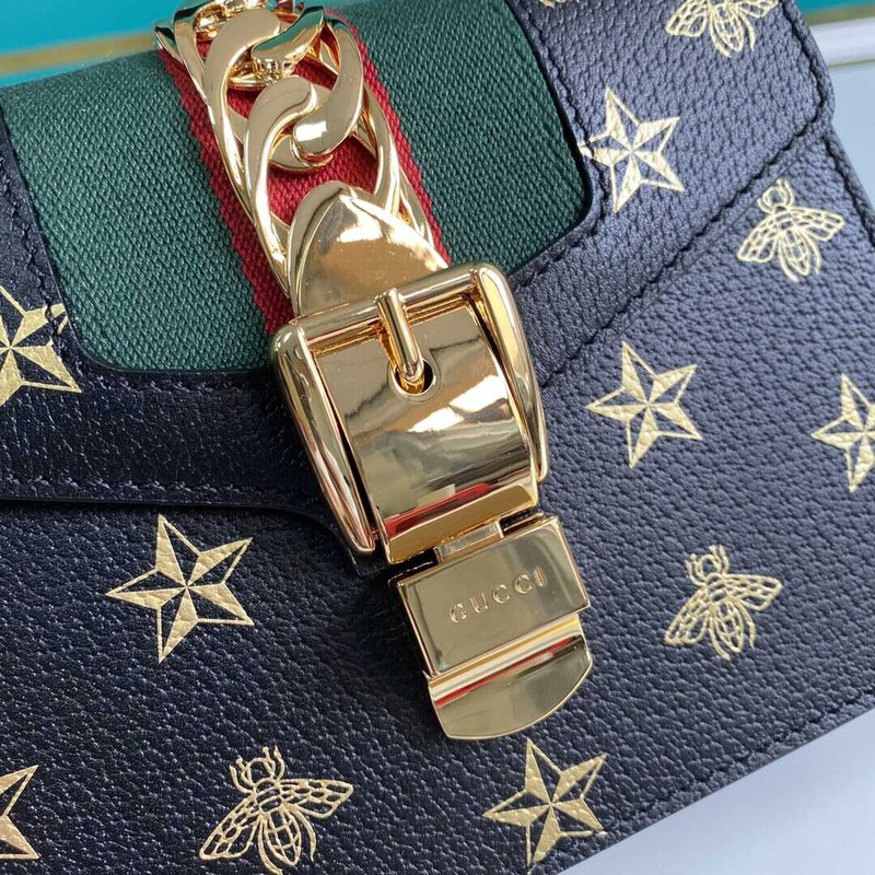 G*u*i sylvie bee star small shoulder bag black