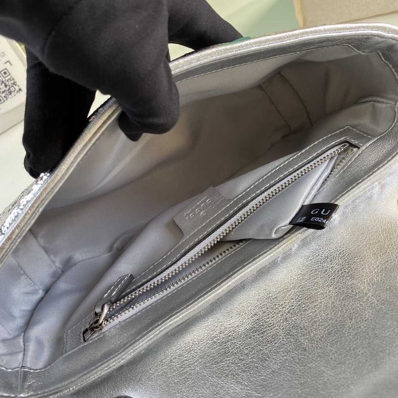 G*u*i gg marmont sequined medium shoulder bag silver