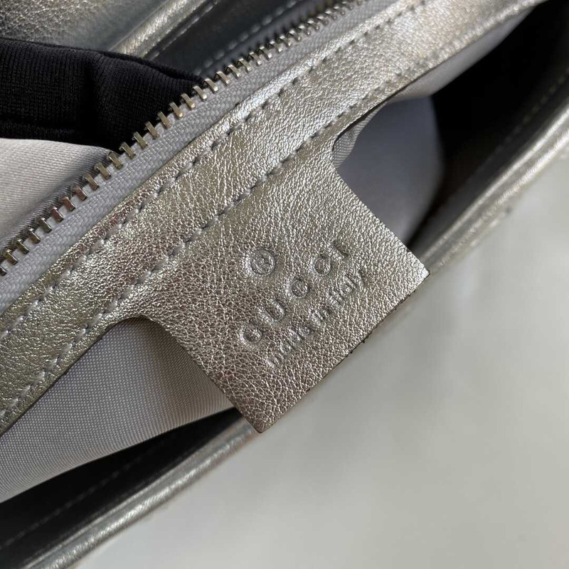 G*u*i gg marmont sequined medium shoulder bag silver