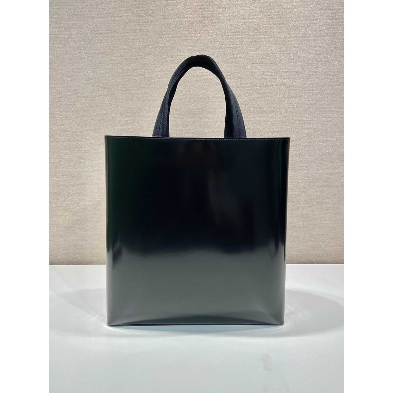 Pra*a brushed leather tote bag with water bottle black