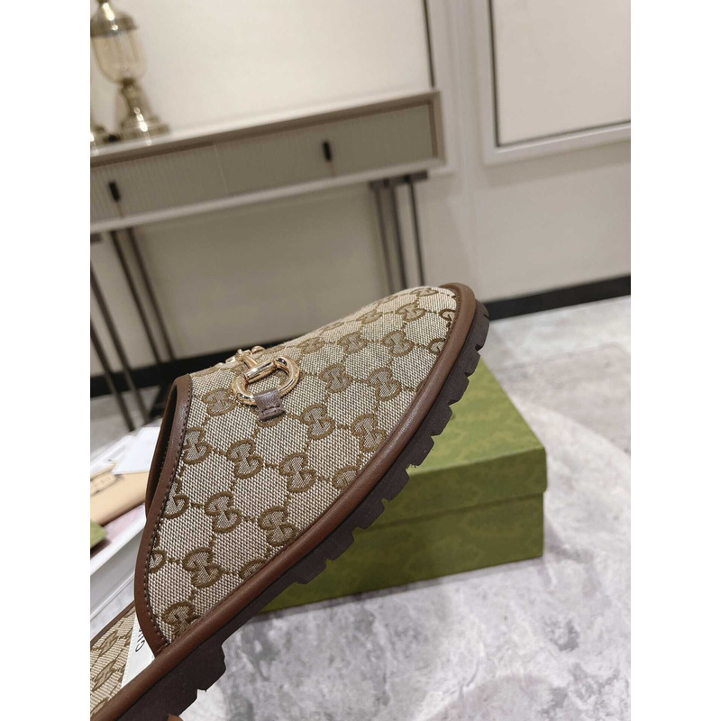 G*u*i gg classic logo horsebit detail mules beige