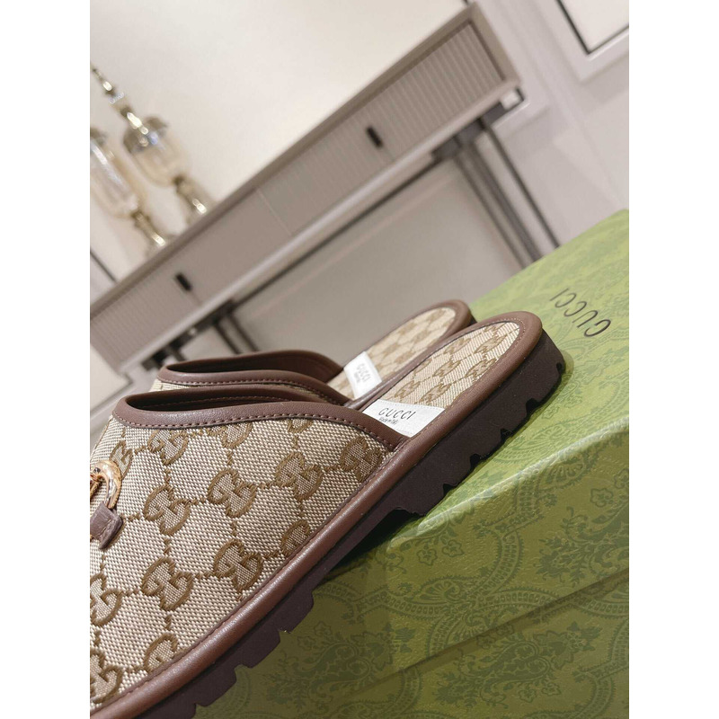 G*u*i gg classic logo horsebit detail mules beige