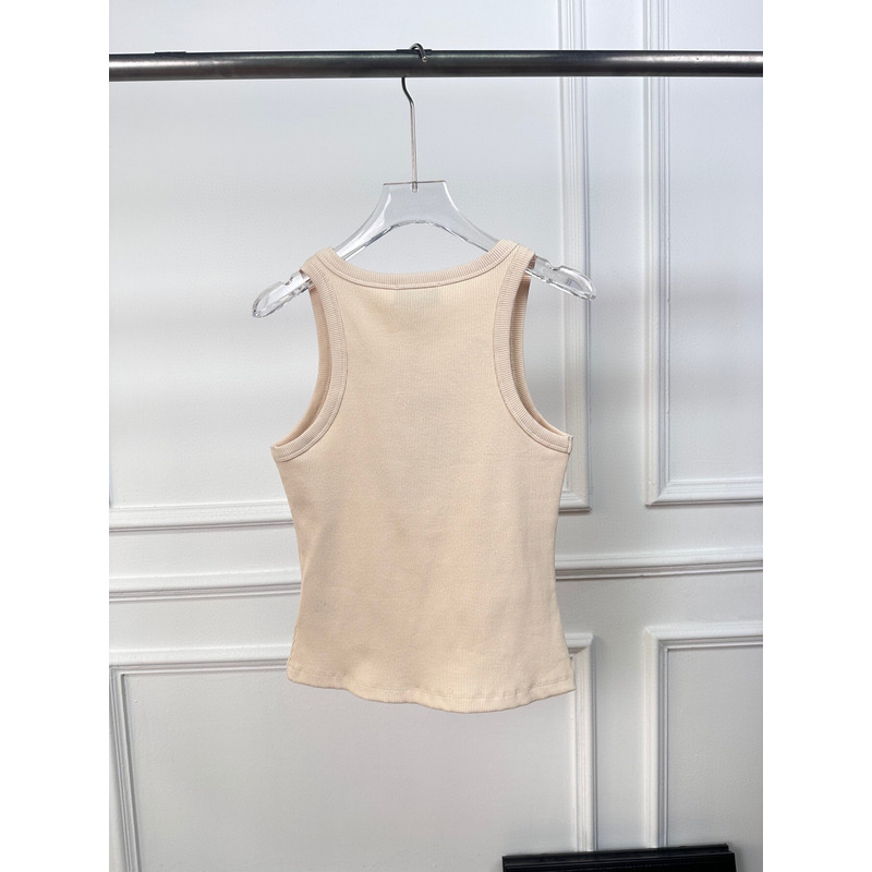 Miu Miu Rhinestones Logo Tank Top