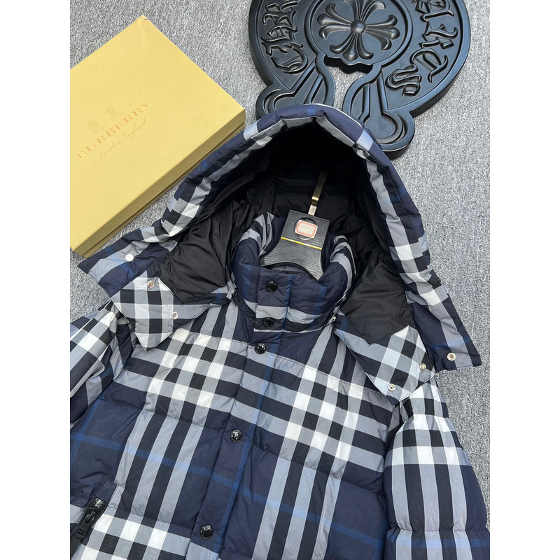 B**rry plaid down jacket white/dark charcoal blue
