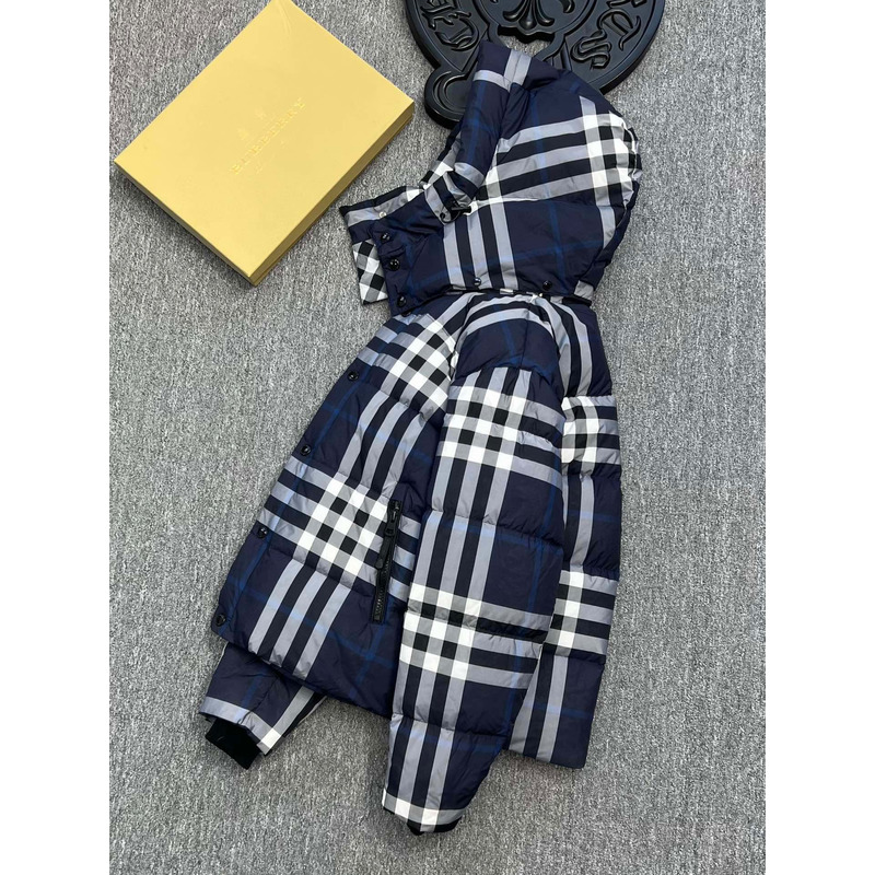 B**rry plaid down jacket white/dark charcoal blue