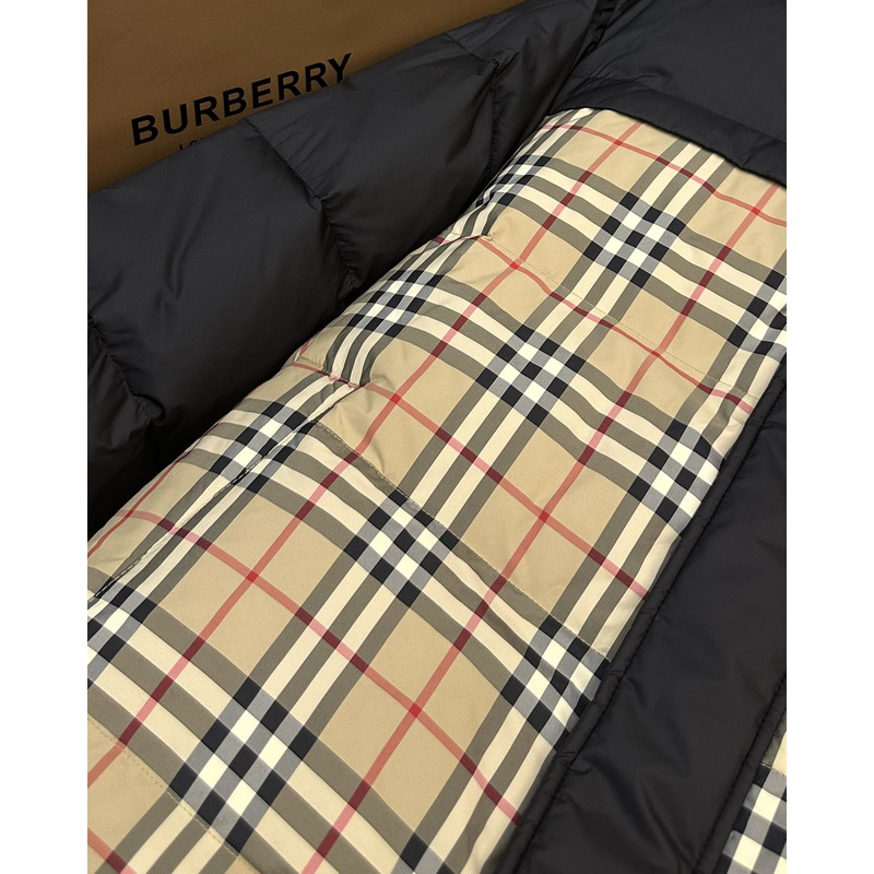 B**rry reversible plaid down jacket archive beige