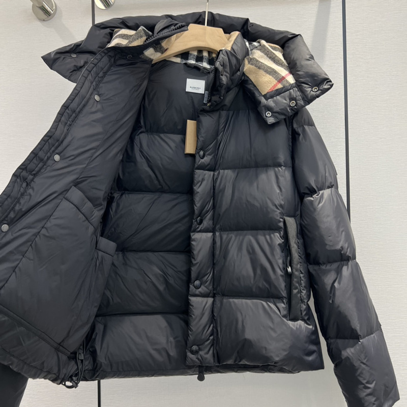 B**rry detachable sleeve hooded puffer jacket black