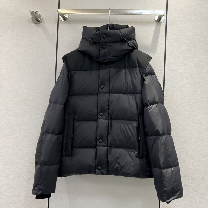 B**rry detachable sleeve hooded puffer jacket black