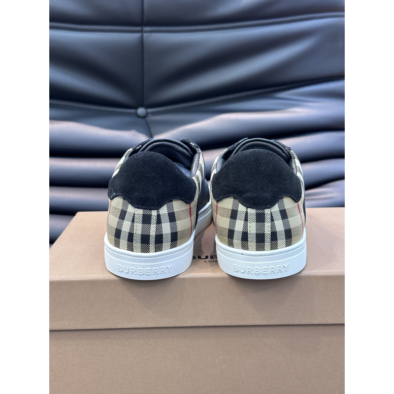 B**rry leather, suede and plaid sneakers black/archive beige