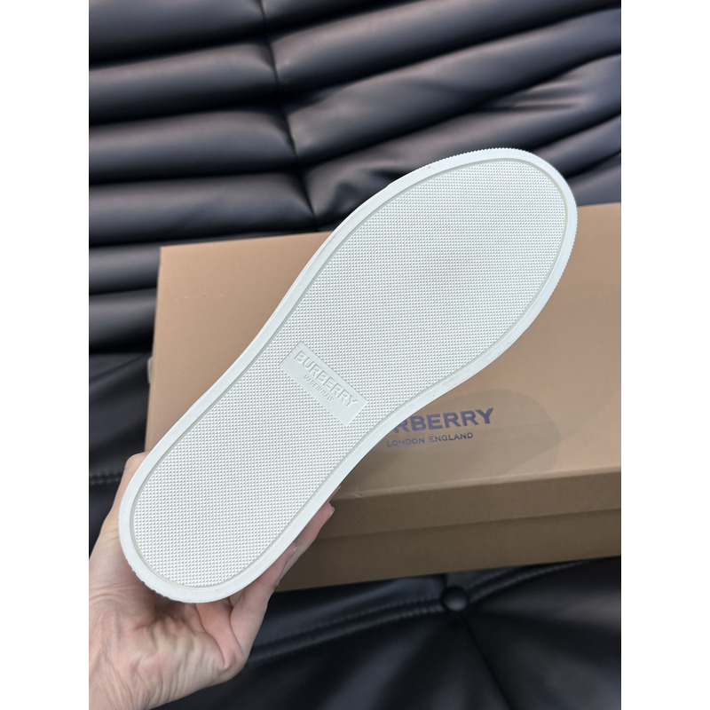 B**rry leather, suede and plaid sneakers  white/archive beige