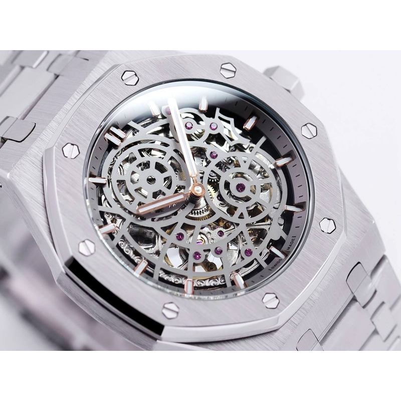 Audemars Piguet Royal Oak Openworked Steel Mens Watch Sliver