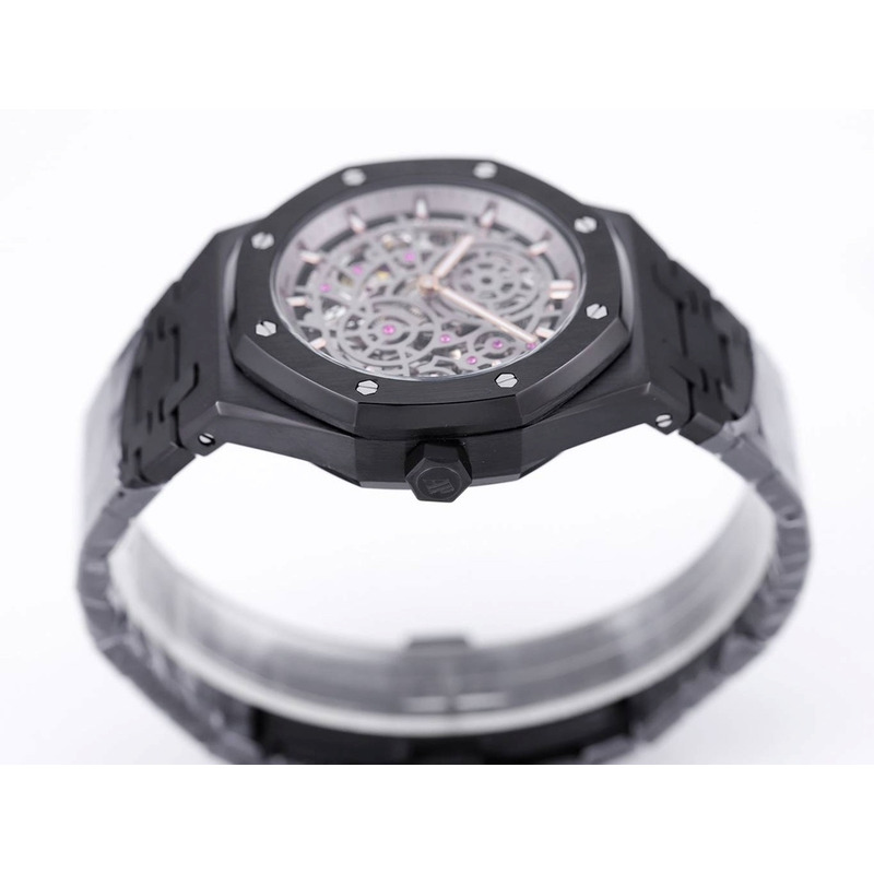 Audemars Piguet Royal Oak Openworked Steel Mens Watch Black