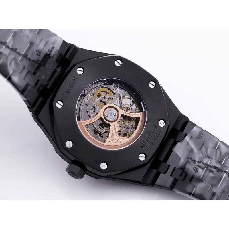 Audemars PiguetAudemars Piguet Royal Oak Openworked Steel Mens Watch Black Black Dial