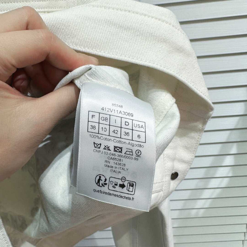 D*or jacket ecru cotton denim with multicolor butterfly white