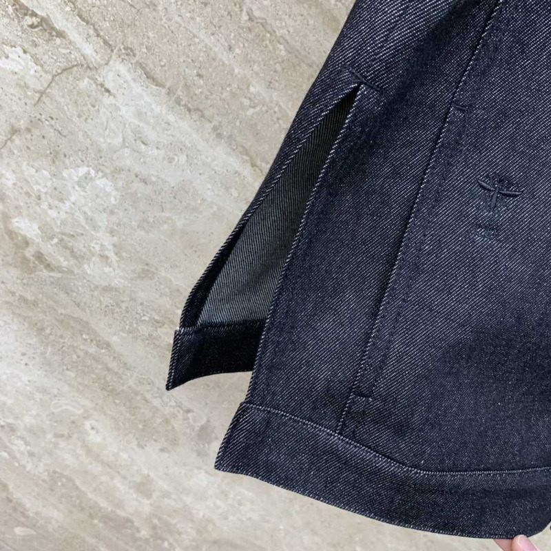 D*or embroidered jacket cotton denim and coral-colored beads black