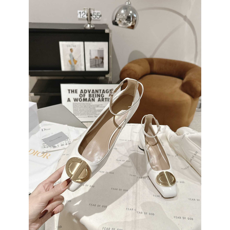 forever D*or high heel pump white patent calfskin